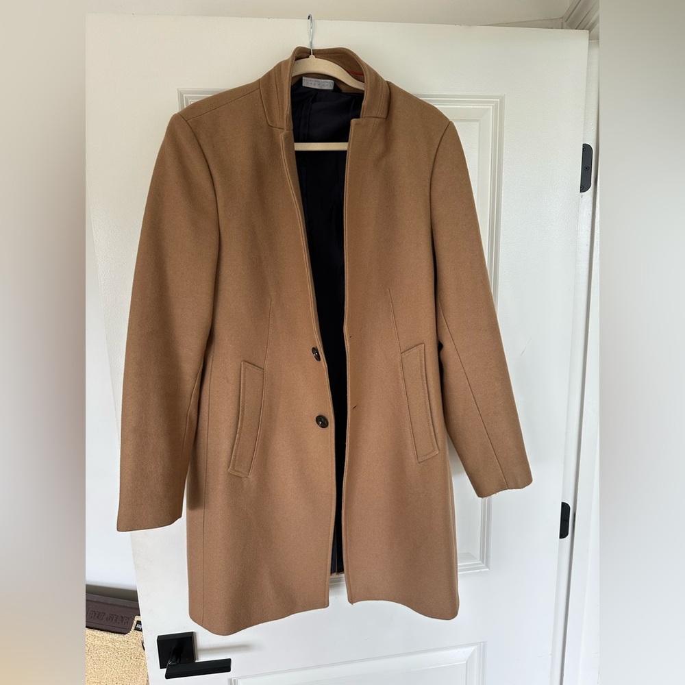 Unisex Zara Camel Wool Blend Coat